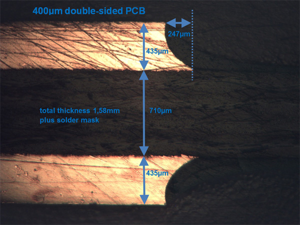 400µm-copper-PCB cross section